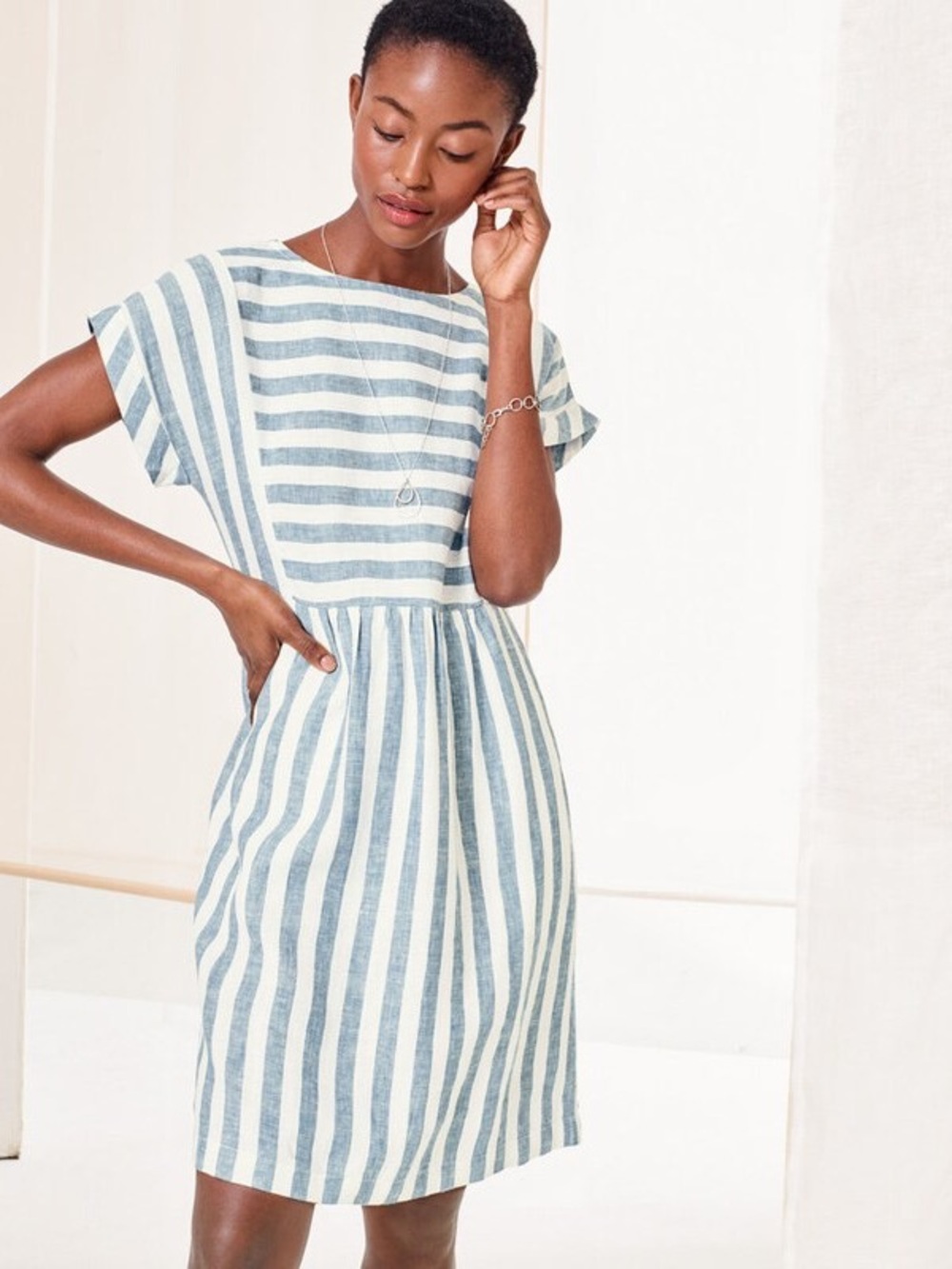 Garnet Hill | Striped Linen Dress